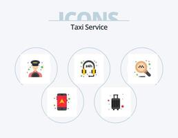 servicio de taxi paquete de iconos planos 5 diseño de iconos. . buscar. auto. en línea. apoyo vector