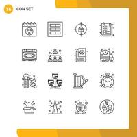 Set of 16 Vector Outlines on Grid for record cassette target text sheet sheet Editable Vector Design Elements