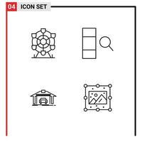 Modern Set of 4 Filledline Flat Colors and symbols such as ferris car canada search creative Editable Vector Design Elements