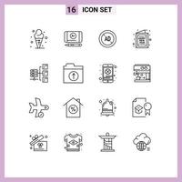 Pack of 16 creative Outlines of server wish blocker new greetings Editable Vector Design Elements