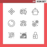 Modern Set of 9 Outlines Pictograph of medical time machine cooking restore kitchenware Editable Vector Design Elements