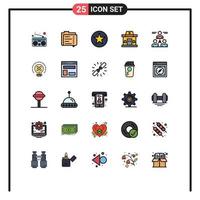 Universal Icon Symbols Group of 25 Modern Filled line Flat Colors of connect ticket badge office star Editable Vector Design Elements