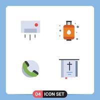 4 Universal Flat Icons Set for Web and Mobile Applications ac phone home ware gas bible Editable Vector Design Elements