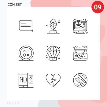 conjunto de 9 paquetes de esquemas comerciales para elementos de diseño vectorial editables de diseño redondo de gráfico de forma de proceso vector