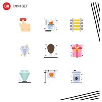 Modern Set of 9 Flat Colors and symbols such as holiday dinner station prize crystal Editable Vector Design Elements
