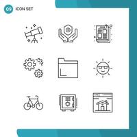 9 Creative Icons Modern Signs and Symbols of multimedia file article service gears Editable Vector Design Elements