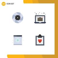 4 Universal Flat Icon Signs Symbols of cinema machine shutter bag cardiogram Editable Vector Design Elements