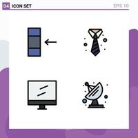 Modern Set of 4 Filledline Flat Colors Pictograph of column mac business clothing communication Editable Vector Design Elements