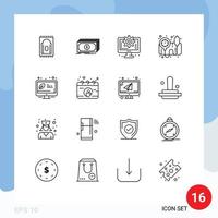 16 Thematic Vector Outlines and Editable Symbols of efficient desktop computer bp monitor blood pressure operator Editable Vector Design Elements