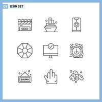 Outline Pack of 9 Universal Symbols of devices computers date present diamond Editable Vector Design Elements