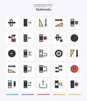 paquete de iconos llenos de 25 líneas multimedia creativas como celda. datos. controlar. columna. cerrar vector