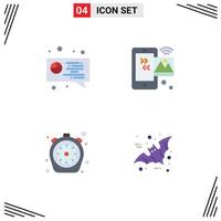 Stock Vector Icon Pack of 4 Line Signs and Symbols for chat food image iot time Editable Vector Design Elements