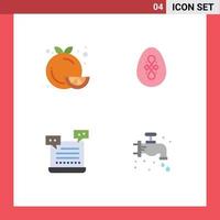 Editable Vector Line Pack of 4 Simple Flat Icons of diet ai healthy food decoration robot Editable Vector Design Elements