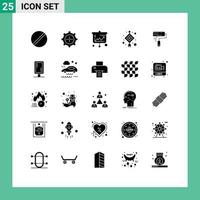 Set of 25 Vector Solid Glyphs on Grid for light lamp technology chinese business Editable Vector Design Elements