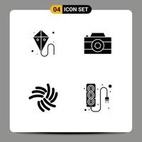 4 User Interface Solid Glyph Pack of modern Signs and Symbols of easter coin mardi gras picture crypto currency Editable Vector Design Elements