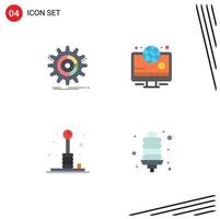 paquete de 4 iconos planos creativos de configuración de proceso divertido juego olímpico elementos de diseño vectorial editables vector