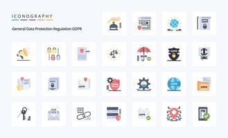 25 Gdpr Flat color icon pack vector