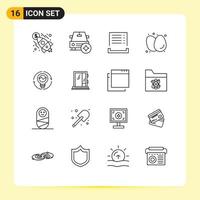 Pack of 16 Modern Outlines Signs and Symbols for Web Print Media such as bulb eggs bill diet boiled eggs Editable Vector Design Elements