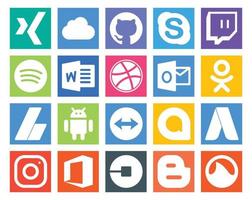 20 Social Media Icon Pack Including instagram google allo dribbble teamviewer ads vector