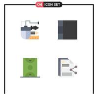 4 Universal Flat Icons Set for Web and Mobile Applications mouse court pencil layout sports Editable Vector Design Elements