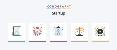 Startup Flat 5 Icon Pack Including star. insignia. strategy. badge. sign. Creative Icons Design vector