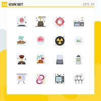 Group of 16 Flat Colors Signs and Symbols for connection keyboard spa computer life buoy Editable Pack of Creative Vector Design Elements