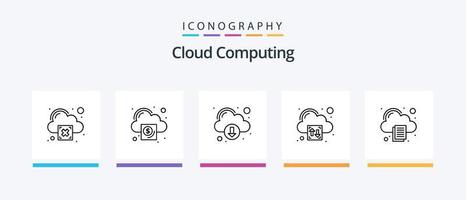 paquete de iconos de la línea 5 de computación en la nube que incluye búsqueda. nube. computación en la nube. nube. lápiz. diseño de iconos creativos vector