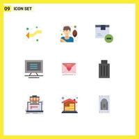 Mobile Interface Flat Color Set of 9 Pictograms of weddind sms delete hardware monitor Editable Vector Design Elements