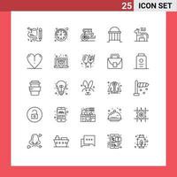 Group of 25 Modern Lines Set for donkey column horses building architecture Editable Vector Design Elements