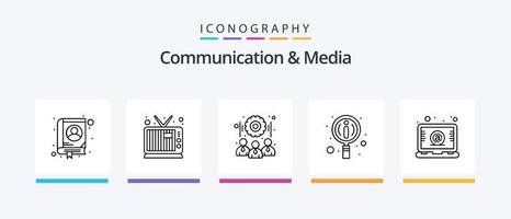 Communication And Media Line 5 Icon Pack Including web. chat. picture. sms. message. Creative Icons Design vector