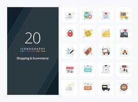 20 Shopping  Ecommerce Flat Color icon for presentation vector