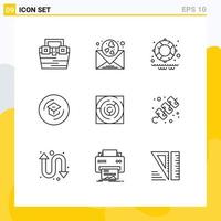 Universal Icon Symbols Group of 9 Modern Outlines of maze learning wedding knowledge education Editable Vector Design Elements