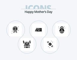 Happy Mothers Day Glyph Icon Pack 5 Icon Design. date . calendar . hand watch . certificate vector