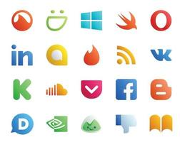 20 Social Media Icon Pack Including disqus facebook rss pocket sound vector