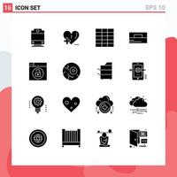 Set of 16 Modern UI Icons Symbols Signs for moon unlock accessories lock web Editable Vector Design Elements