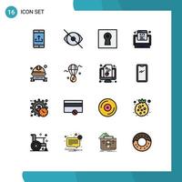 16 Universal Flat Color Filled Line Signs Symbols of web development vision code safe Editable Creative Vector Design Elements