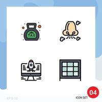 Stock Vector Icon Pack of 4 Line Signs and Symbols for banking pollution money breathe rocket Editable Vector Design Elements