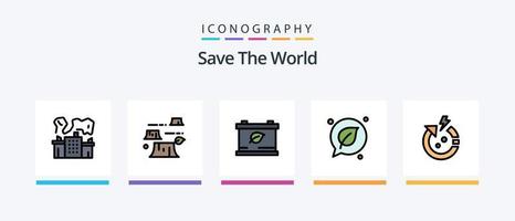 Save The World Line Filled 5 Icon Pack Including sewage. factory. iceberg. recycle. environment. Creative Icons Design vector