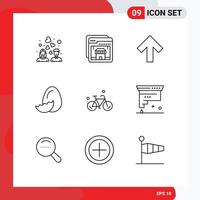 Universal Icon Symbols Group of 9 Modern Outlines of cycle bicycle arrow spring easter Editable Vector Design Elements