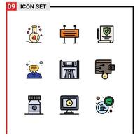 paquete de iconos de vector de stock de 9 signos y símbolos de línea para elementos de diseño de vector editables de soporte de seguro de punto de control de carrera