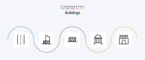 paquete de iconos de la línea 5 de edificios, incluido el edificio. arquitectura. rescate. Monumento. columnas vector