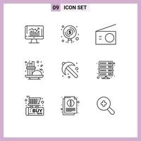 Pack of 9 Modern Outlines Signs and Symbols for Web Print Media such as seasoning coffee investment cinnamon home Editable Vector Design Elements