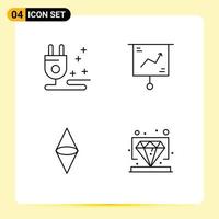 User Interface Pack of 4 Basic Filledline Flat Colors of plug coin business marketing money Editable Vector Design Elements