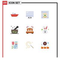 Modern Set of 9 Flat Colors Pictograph of dating soup pc medicine hospital Editable Vector Design Elements