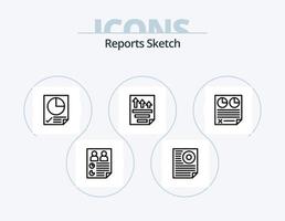 Reports Sketch Line Icon Pack 5 Icon Design. report. document. paper check. data. page vector