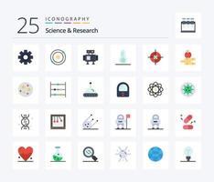 Science 25 Flat Color icon pack including books. target. science. science. thermometer vector