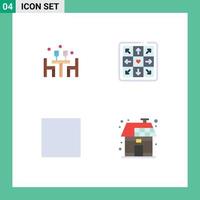 Mobile Interface Flat Icon Set of 4 Pictograms of dinner view love game energy Editable Vector Design Elements