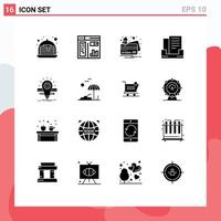 Modern Set of 16 Solid Glyphs and symbols such as pencil idea credit deveopment outbox Editable Vector Design Elements