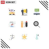 Set of 9 Modern UI Icons Symbols Signs for drawing font book document study Editable Vector Design Elements