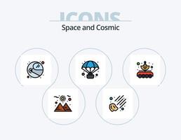 paquete de iconos llenos de línea espacial 5 diseño de iconos. . . espacio. meteorito. asteroide vector